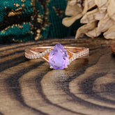 Timeless Vintage 4-Prong Pear-Cut Amethyst Engagement Ring